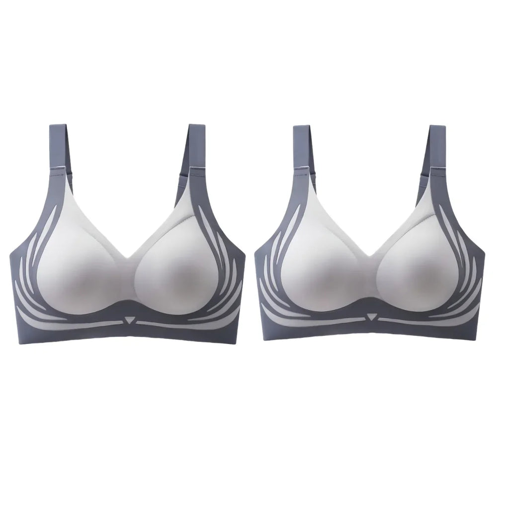 2Pcs/Set Non-wire Push-Up Bras Women's Anti-sagging Lift-up Bra Side Support Adjustable Straps No Show Plus Size Underwear M-4XL