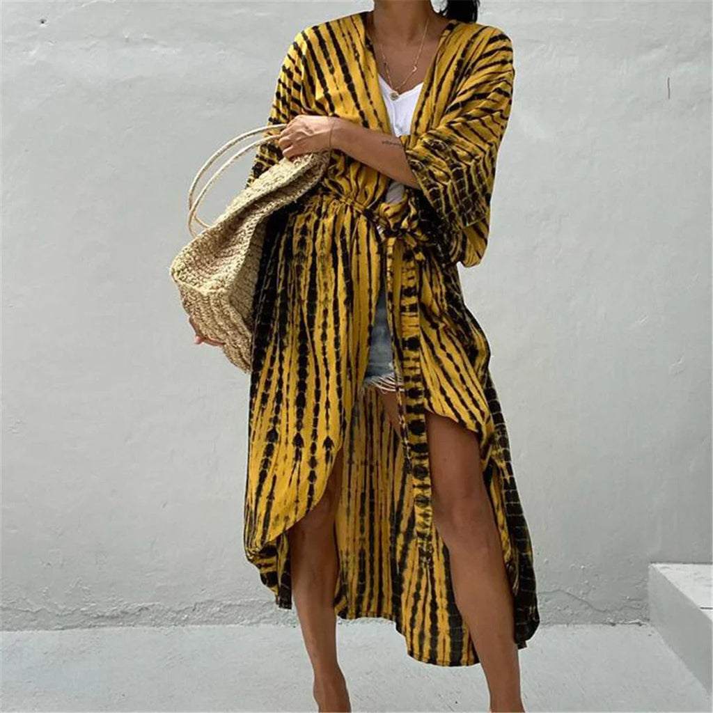 17 Colors Leopard Printed Colorful With Belt Tunic Cover-ups Beach Dress Beach Wear Beachwear Female Women Beach Cover Up V4510L