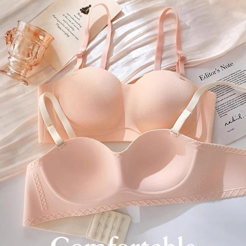 Hot Sale Japanese Style Seamless Underwear, Small Chest Gathered Push-Up Bra for Teens, Pure Sensual Wireless Bralette MOYISU