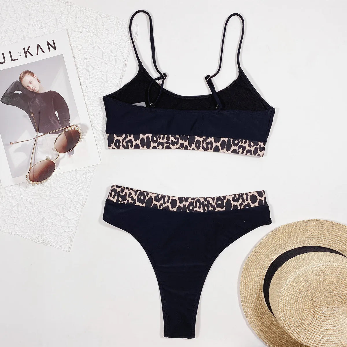 Bikini 2026 Sexy Push Up Swimwear Swimsuit Women Leopard Print Patchwork High Waist Bikinis Set Bathing Suit Beach Bikini Female