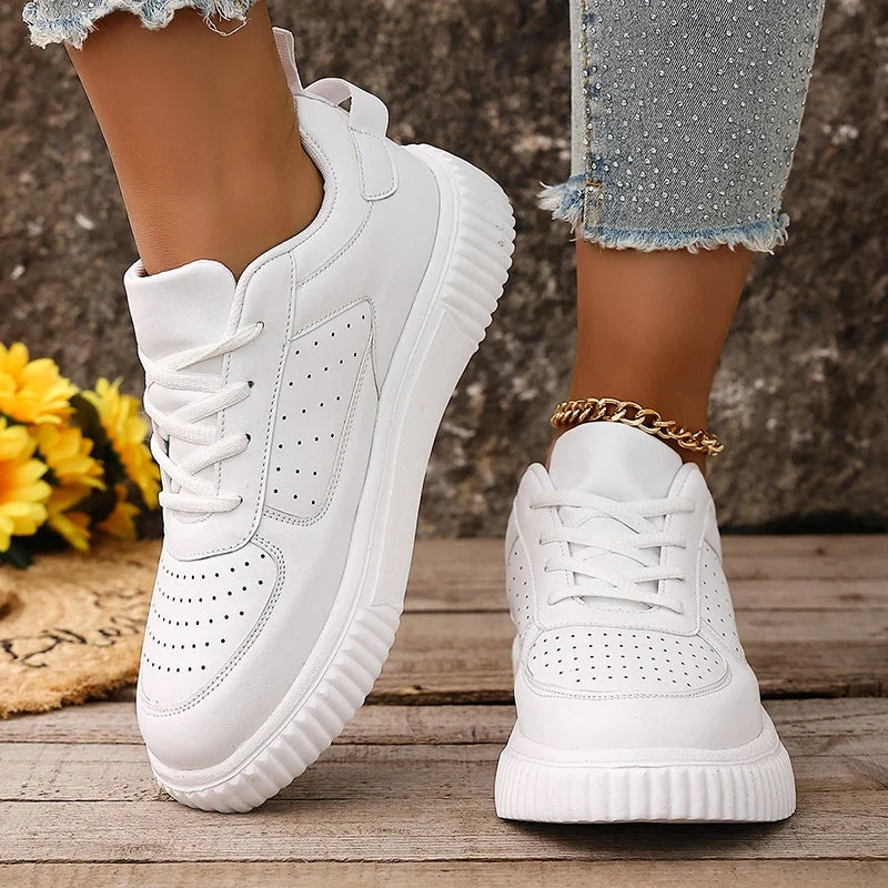 Plus Size 43 Thick Bottom White Sneakers Women Fashion Lace Up Platform Sport Sneaker Woman Non Slip Breathable Tennis Shoes