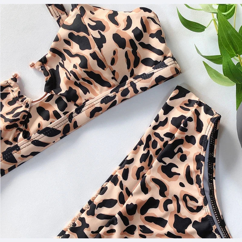 Snakeskin Female Swimsuit High Waist Bikini Women Swimwear Two-pieces Bikini Set Hollow Out Bather Bathing Suit Swim Beachwear