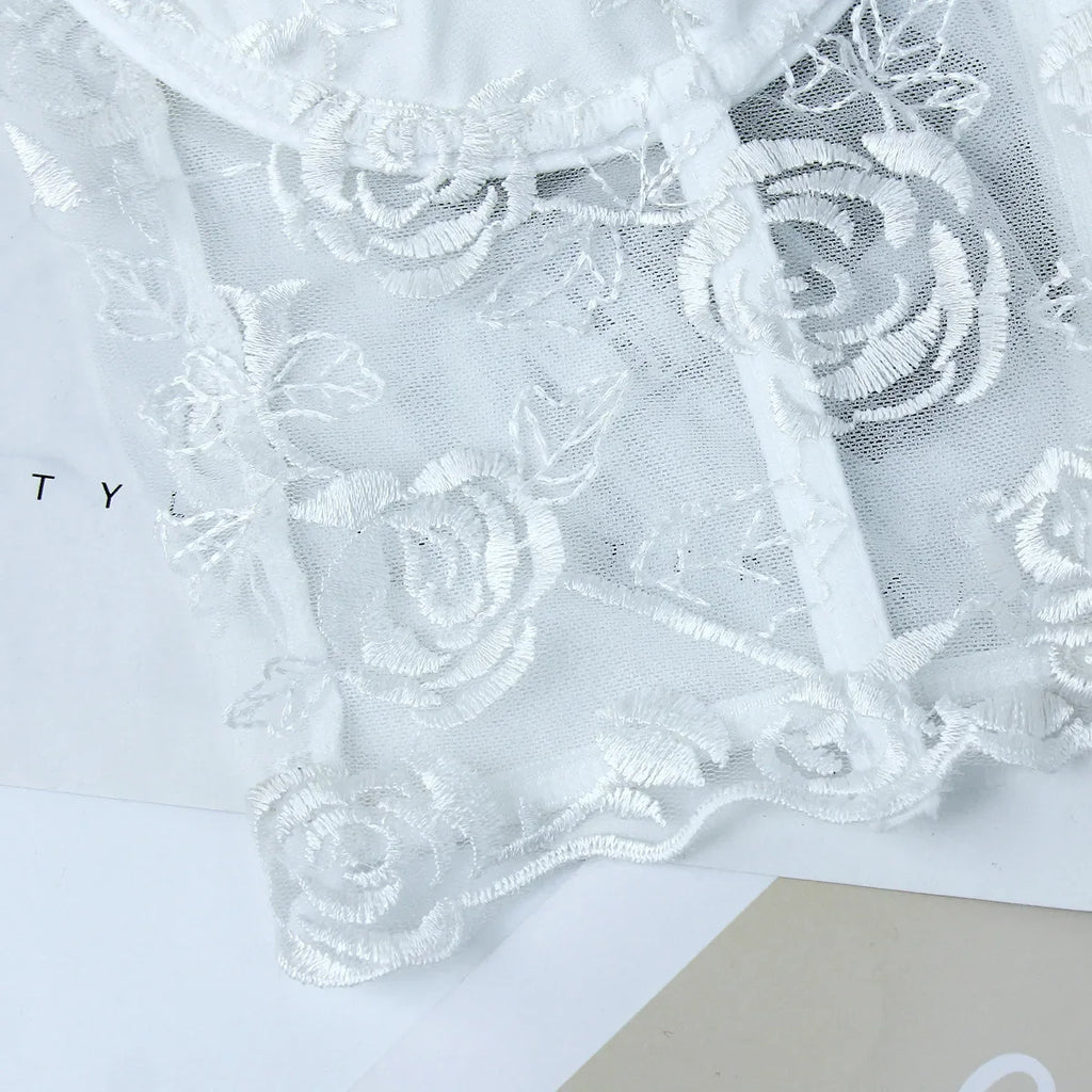 Phantasy Sexy Lace See through Crop Top Women Fashion Floral Embroidery Black Tank Top Night club Dress up 2026 Summer Outfit