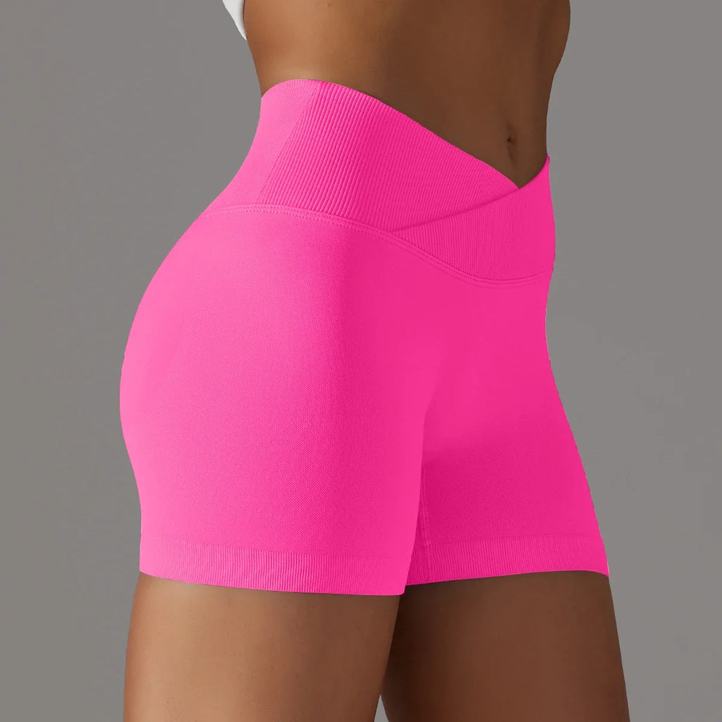 Summer V-waist peach hip lifting tight fitting three part pants, high waist yoga shorts, running speed drying seamless yoga pant