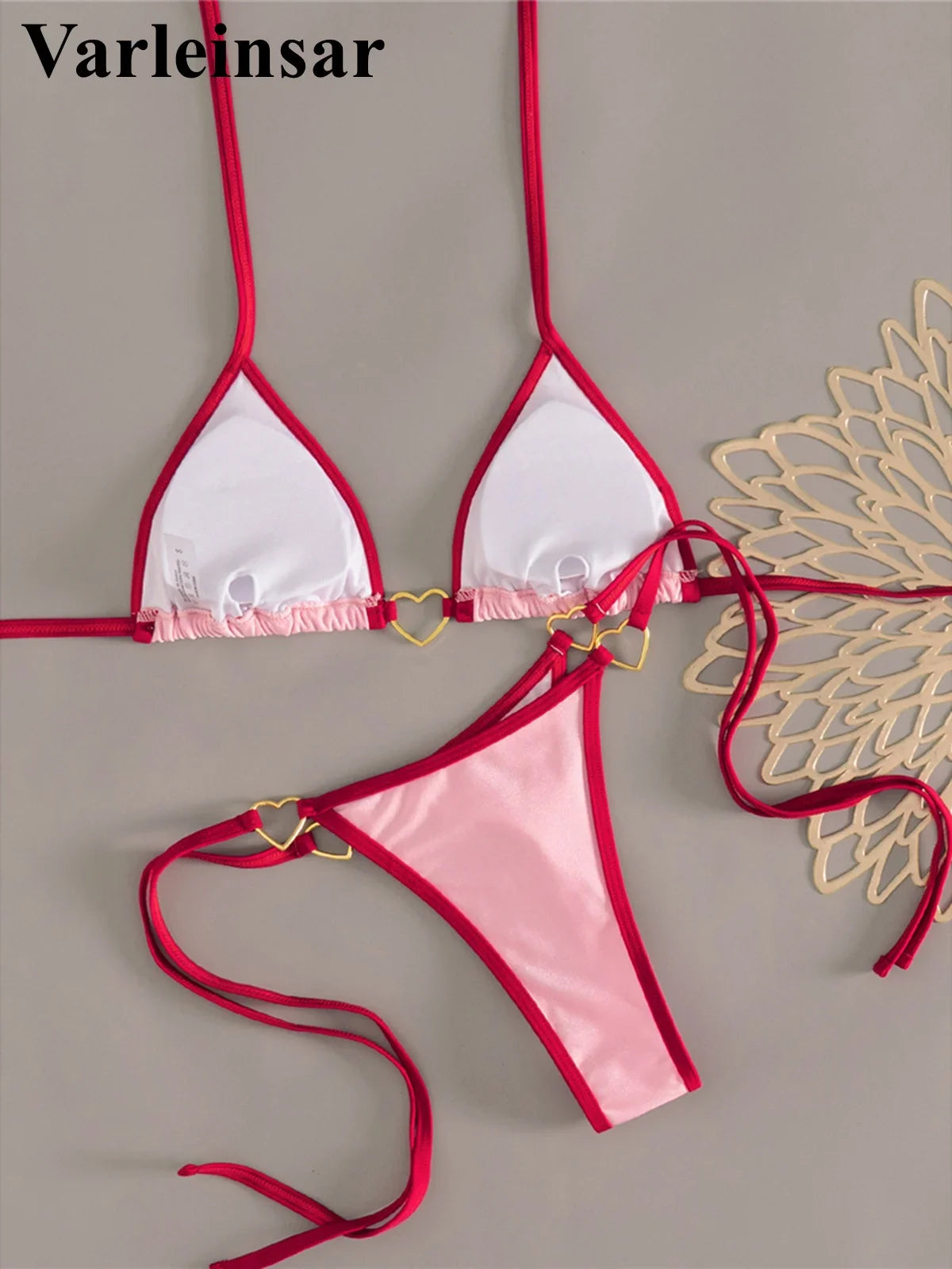 XS - L Halter Mini Micro Thong Bikini Women Swimwear Female Swimsuit Two-Pieces Bikini Set Padded Bather Bathing Suit Swim V7595