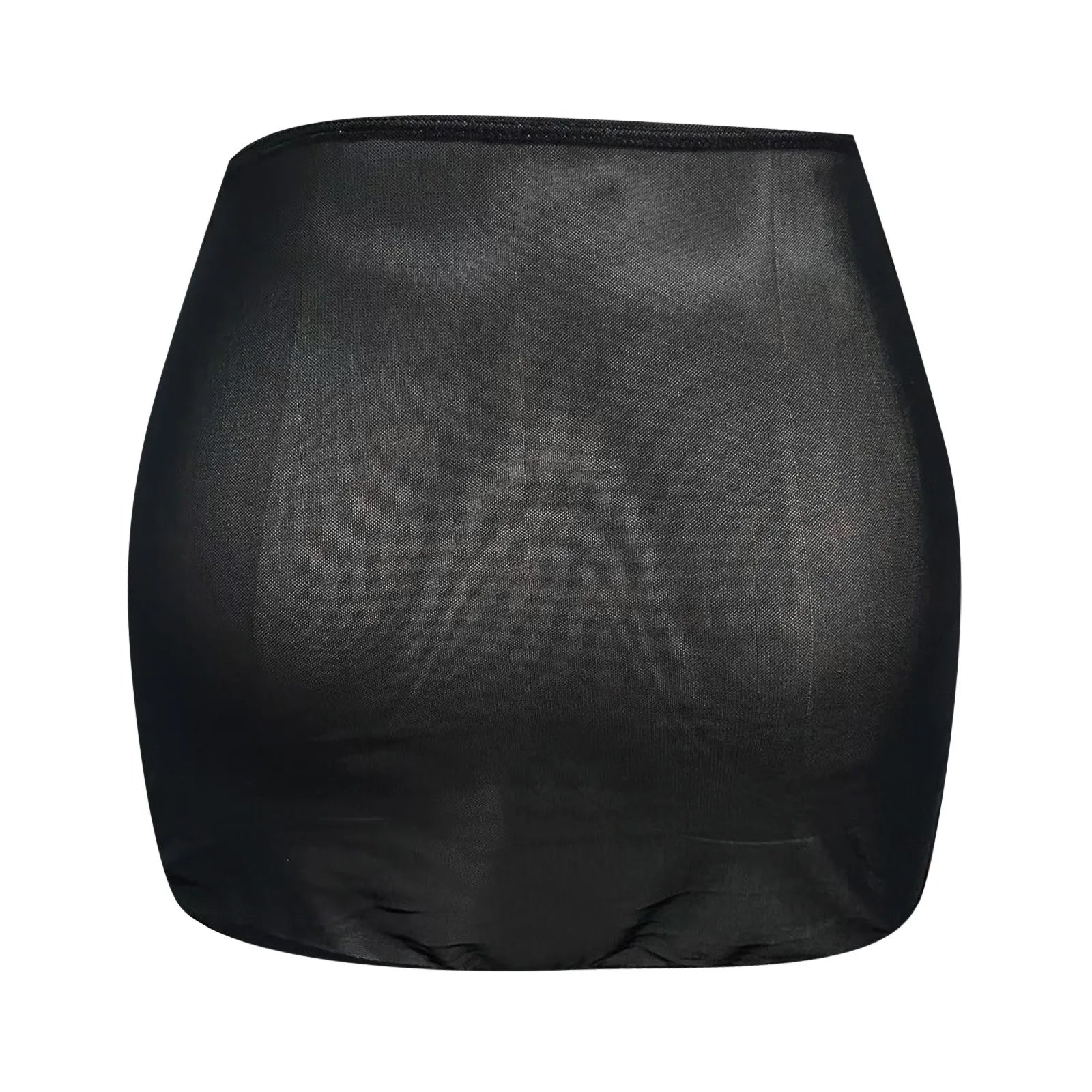 Women Black Mesh Ruched Drawstring Skirt Sheer Bodycon Beach Cover Up Adjustable Side Tie Sarong Swimwear Sexy See Through Skirt