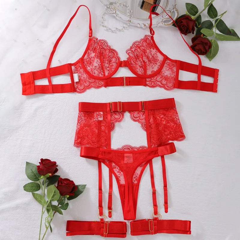 Two-piece Women's Set G-string Transparent Underwear Lolita Romantic Lingeries Set Sexy Bra and Panties Sets Lingerie for Woman