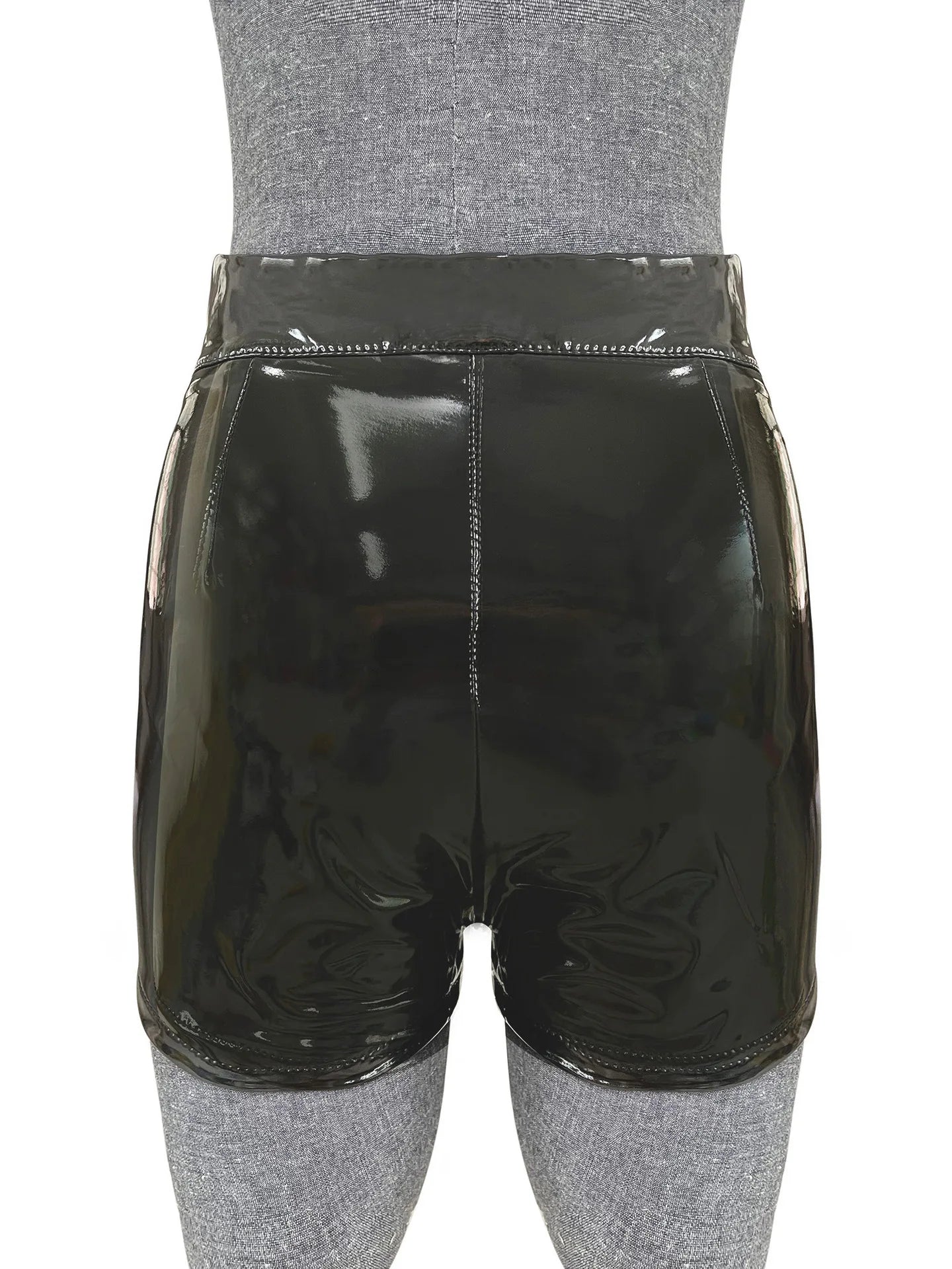 Sexy Womens Shorts Elastic High Waist Faux PU Leather Short Pants Latex Hot Goth Shorts Pole Dance Clubwear Mini Shorts 3N6J