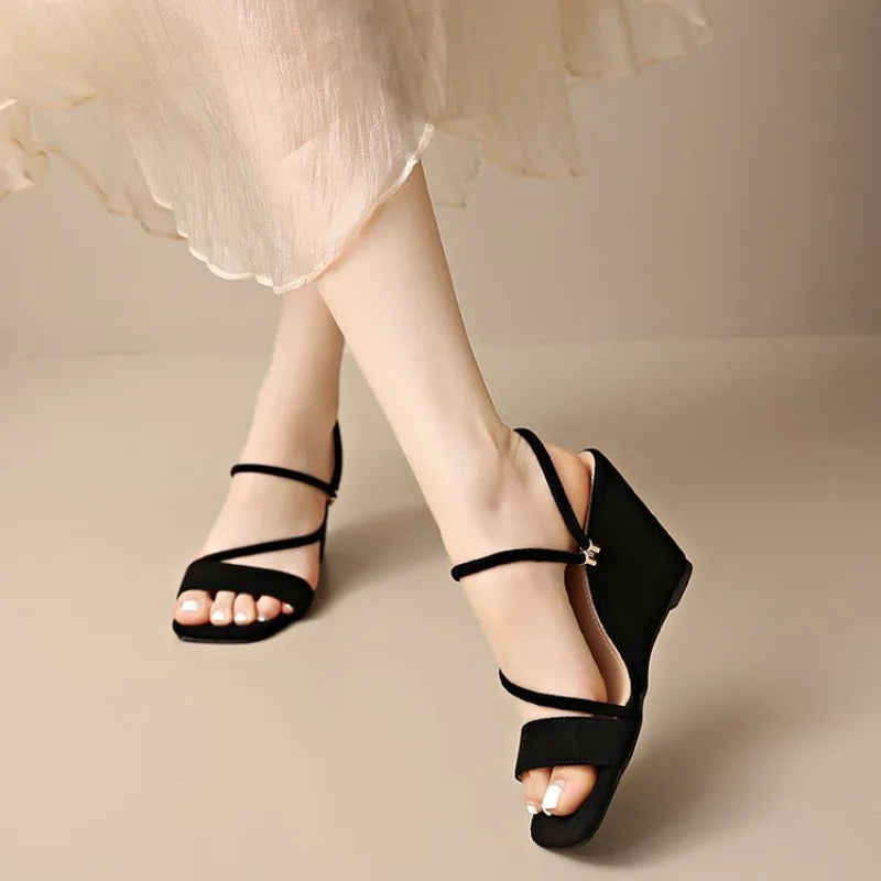 Summer Square Toe Sexy Comfortable Non-slip Wedge Sandals Fashion New  Casual Sandals for Women