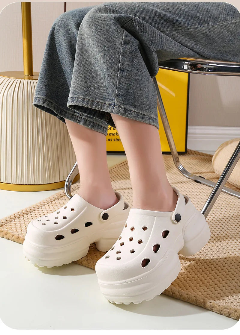 Women Platform Slippers Fashion Clogs Soft EVA Summer High Heel Shoes Thick Sole Female Street Wedges Sandals Home Beach Slides