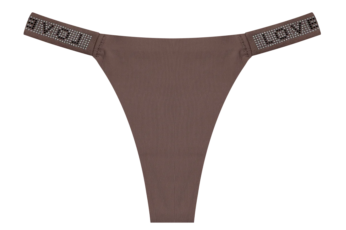 New Women's Smooth Low Waist Sexy Panties Women Thongs Rhinestones Letter Diamonds G-string Sports Thong Briefs T-back Shiny