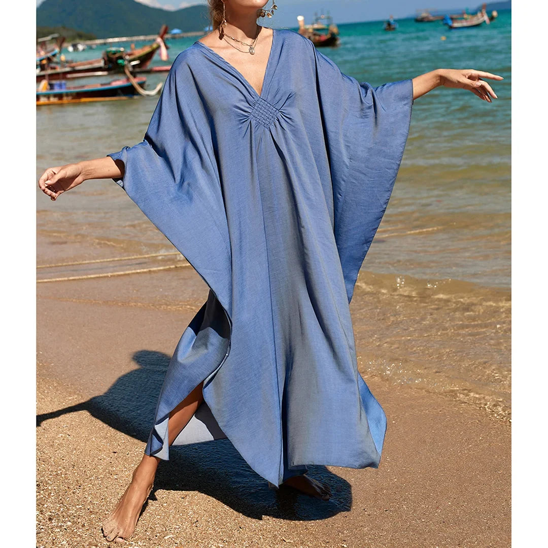 Greek Goddess Long Dress Batwing Sleeve Tunic Beach Cover Up Cover-ups Beach Dress Beach Wear Beachwear Kaftan Maxi Dress V4427