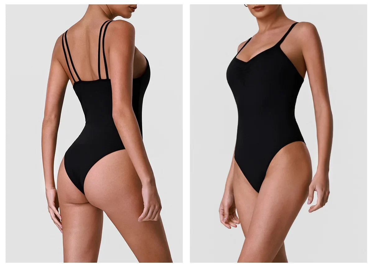 Summer Women's Camisole Yoga Jumpsuit Sexy Sleeveless High Elasticity Shaping Sports One Piece Suit Outdoor Gym Fitness Bodysuit