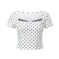 2026 Summer Women Lace Trim T-shirt Square Neck Short Sleeve Slim Fit Cropped Tops Trendy Daily Casual Retro Shirts