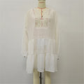2025 Long Sleeve Hollow Out Crochet Knitted Tunic Beach Cover Up Cover-ups Beach Dress Beach Wear Beachwear Female Women K6674