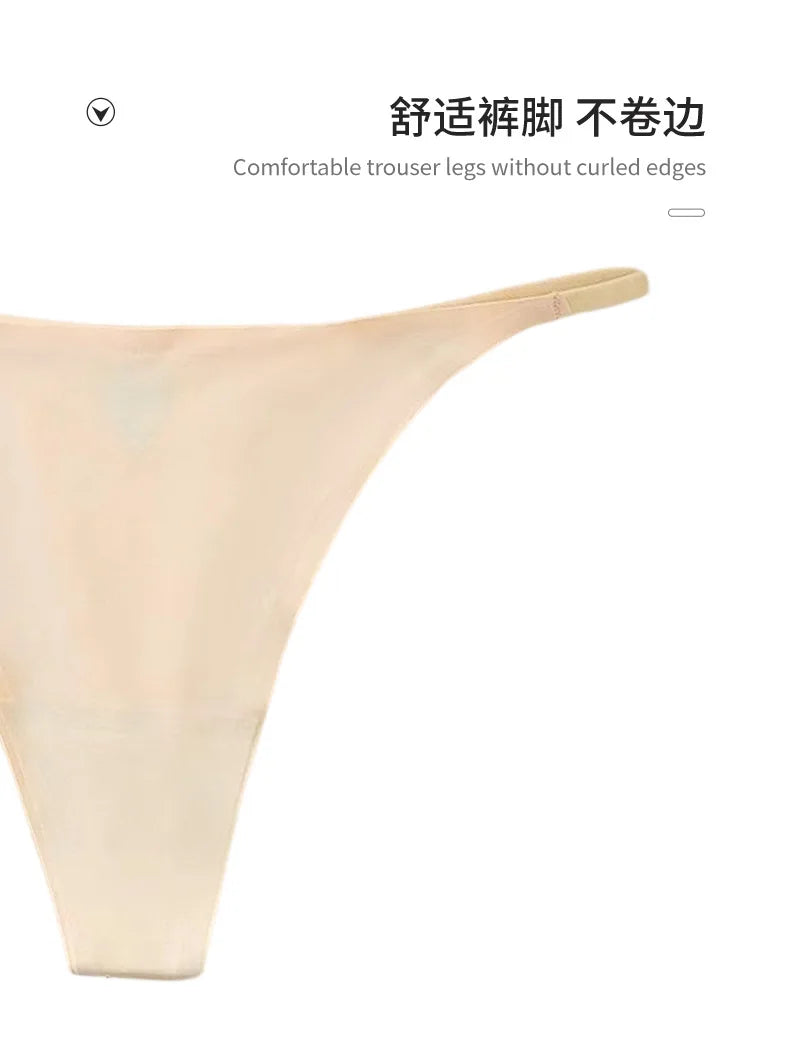 New Sexy Thin Ice Silk Women's Briefs Low Waist Invisible Yoga Fitn Sports Underwear Pure Color Ladies Thong Panties