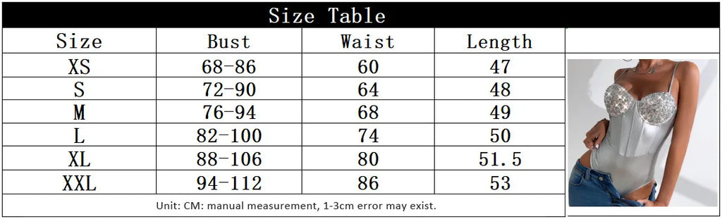 Shiny Sequins Silver Patchwork Bodysuit Women PU Leather Fishbone Rompers Hanging Neck Underwired Slimming Bodycon Bodysuit