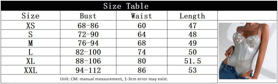Shiny Sequins Silver Patchwork Bodysuit Women PU Leather Fishbone Rompers Hanging Neck Underwired Slimming Bodycon Bodysuit