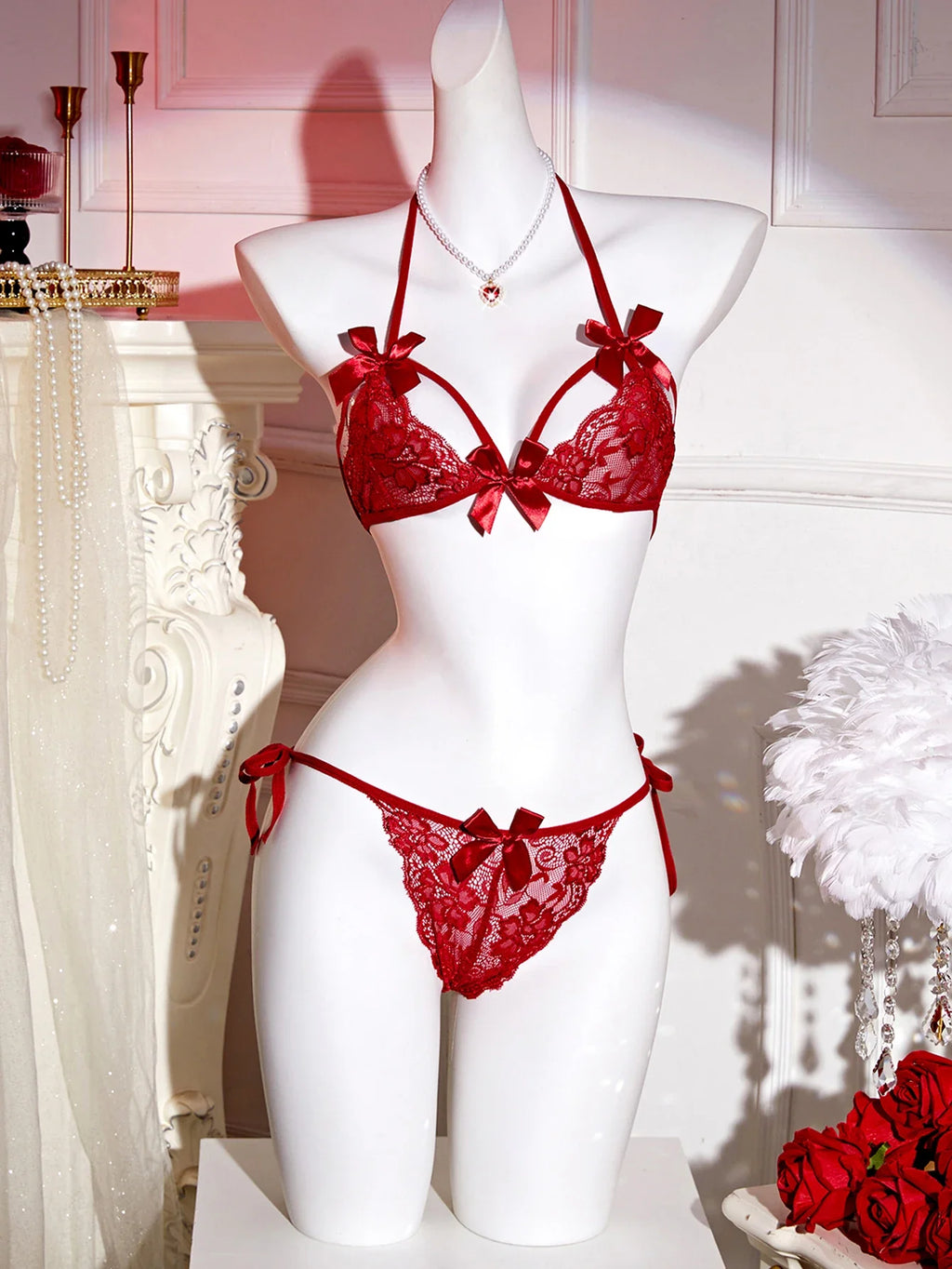 Sexi French Lace Bra And Panty Set Perspective Sex Erotic Costumes Lingerie Set Underwear Babydoll Dress Sexy Lingerie For Women