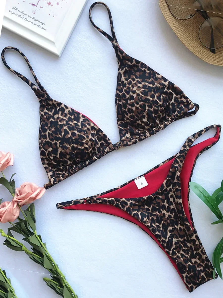 XS - L Leopard Mini Micro Thong Bikini Women Swimsuit Female Swimwear Two Pieces Bikini Set Brazilian Bather Bathing Suit Swim