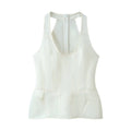 Women's Fashion Casual Halter Neck Slim-Fit Cream White Halter Neck Corset Top With Hem Sleeveless Waist Blouse For Women TTLD