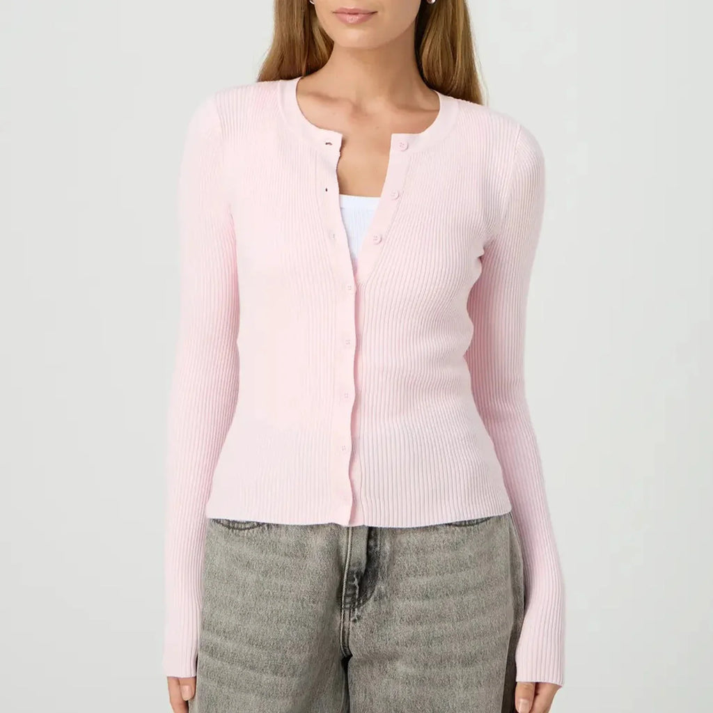 Autumn Winter Sweater Cardigan Women Solid Color Long Sleeve Round Neck Button Up Ribbed Knitwear Slim Coat