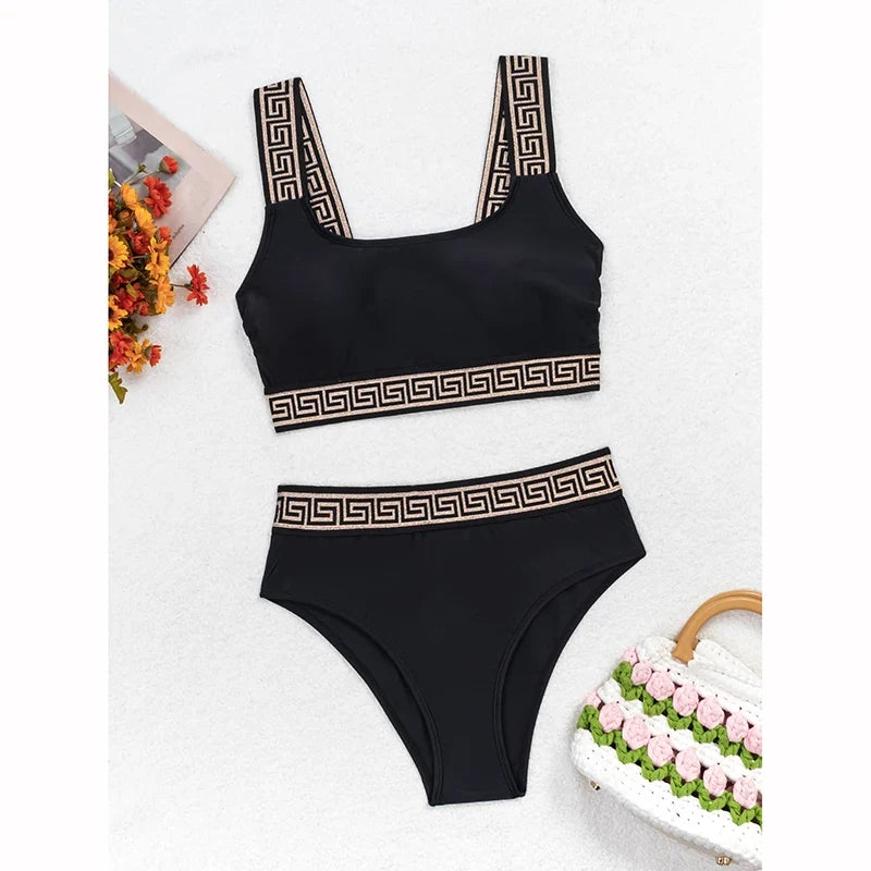 Hot Sale Sexy Swimsuit Split Underwire Split Black Color Bikini Swimsuit Two Piece Swimsuit For Women