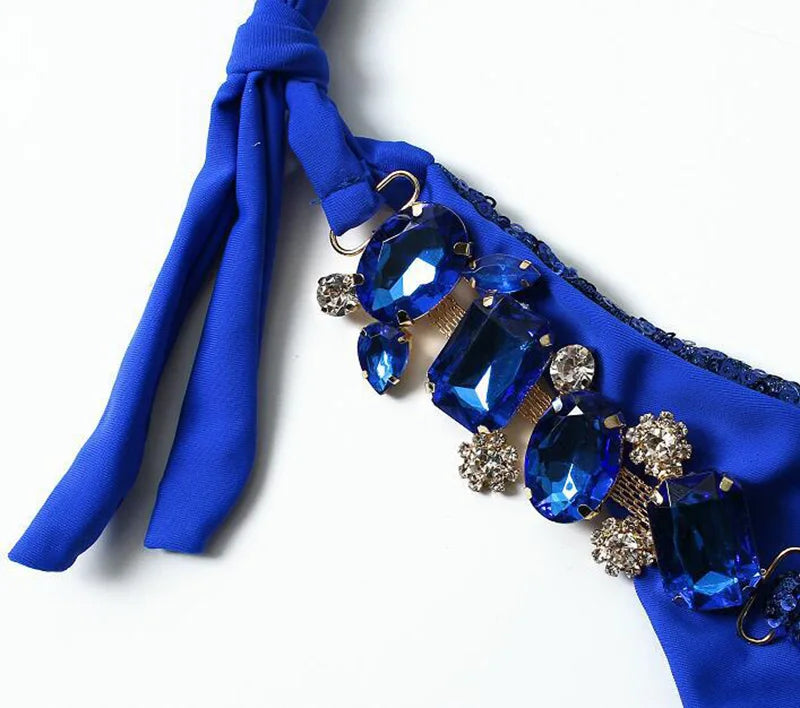 Shiny Sequins Rhinestone Diamond Bikini Women Swimsuit Female Swimwear Two Pieces Bikini Set Halter Bather Bathing Suit Swim