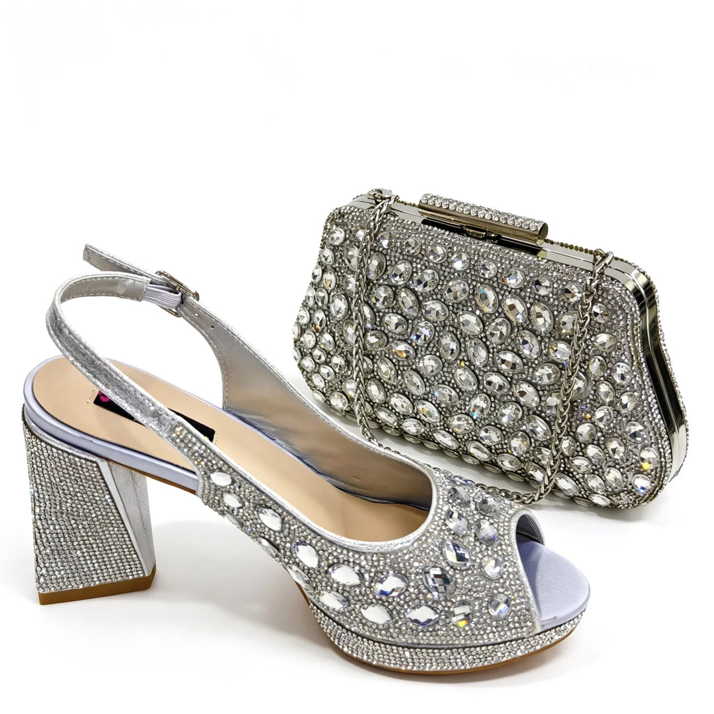 doershow nice African Shoes And Bag Matching Set With pink Hot Selling Women Italian Shoes And Bag Set For Party Wedding !HLO1-3