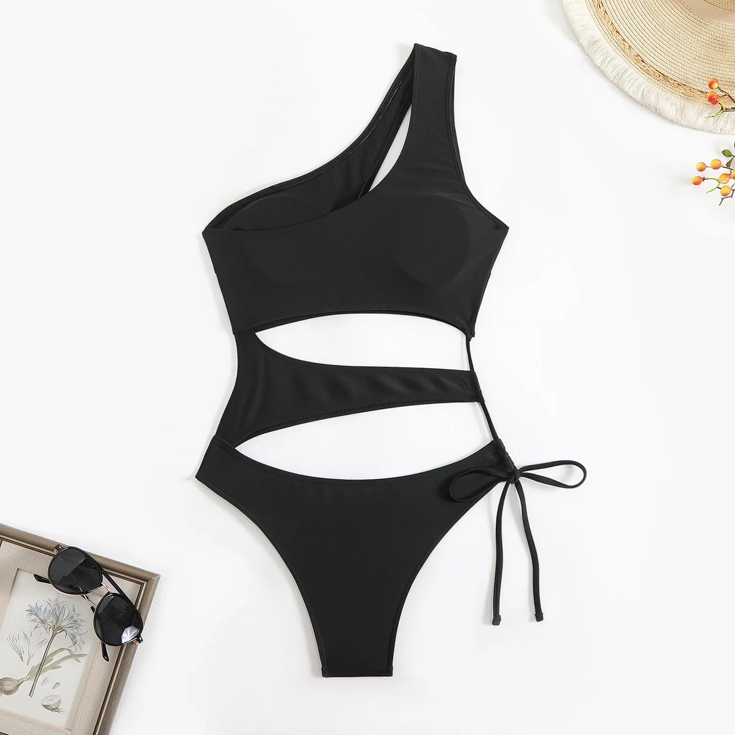 Cut Out Asymmetric One Shoulder One Piece Swimsuit Women Swimwear Female Monokini High Cut Bather Bathing Suit Swim Beachwear