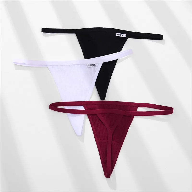 3Pcs/set Cotton Thongs M-XL Sexy Bikini Panties Women T-Back Underpants Girls Low Waist G-string Underwear Female Lingerie 2022