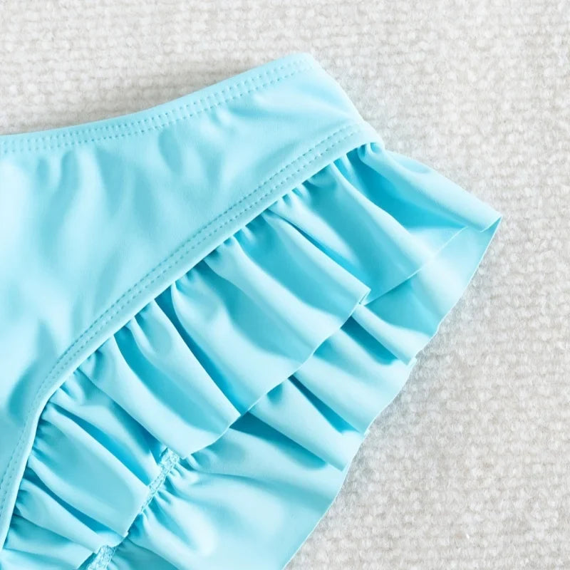 Summer Lotus Leaf Swimsuit for Women Bikini Women's Beach Shorts Defense Bare Swimwear Bather Biquini Solid Swimming Shorts