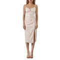 Women Summer Floral Print Party Club Midi Dress Sleeveless Spaghetti Strap Bustier Backless Thigh Slit Slim Dress