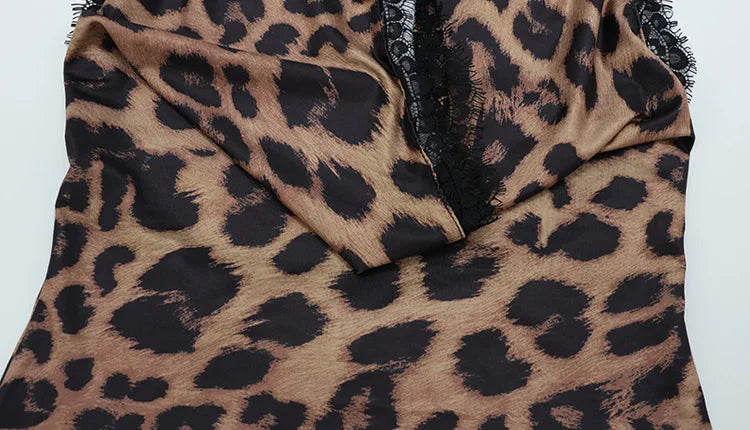 Ahagaga Sexy Women's Maxi Dresses Leopard Halter Backless Bodycon Slim Fit Deep V-Neck Bandage Print Party Eelgant Vestidos