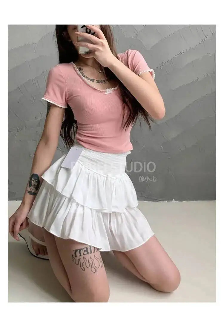 Cake Skirt White Fluffy High Waisted Girlish Style Short Half Skirt Black Ballet Skirt Fashion Sweet Korean Women 2026 New 55OK