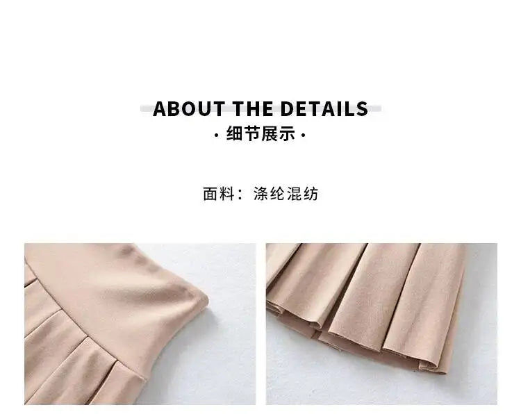 WOMENGAGA Fahsion Women Skorts Spicy Girl Sexy High Waist SlimA-LINE Pleated Skirt Half Body Short Skirt Sweet Korean Style 8NDZ