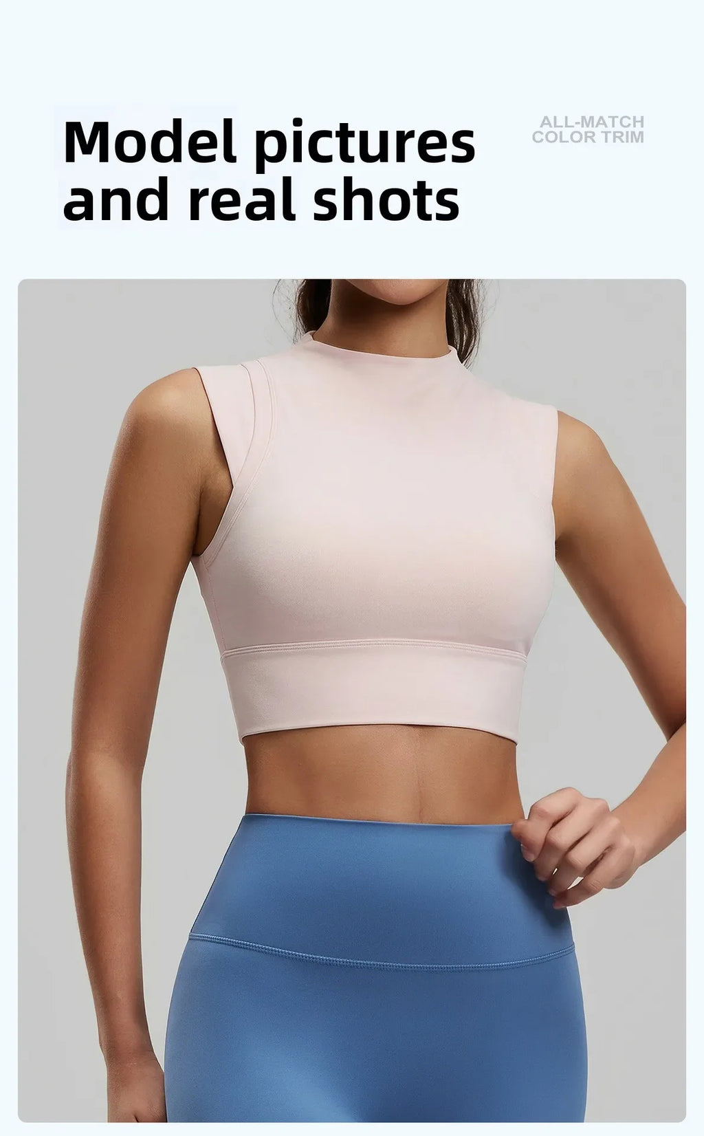 Women's Yoga Tank Top Highly Stretchy, Slightly High-Neck Sports Bra with Built-In Cups Lifts and Shapes The Bust Sexy Fitness