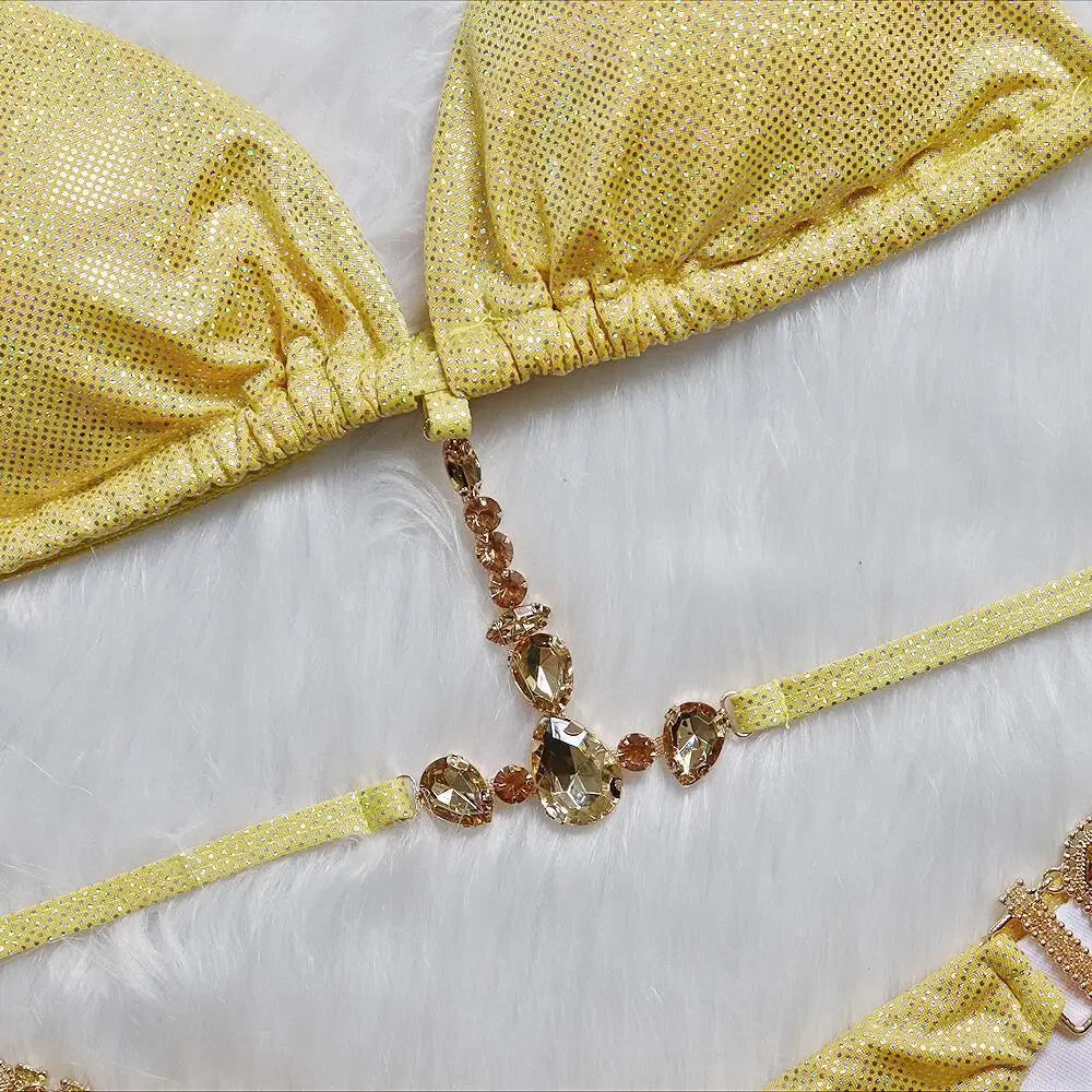 2 Colors Sexy Bikini Women Luxury Crystal Diamond Shining Fabric Swimwear Swimsuit Bikinis Set Bathing Suit Beach Bikini Female