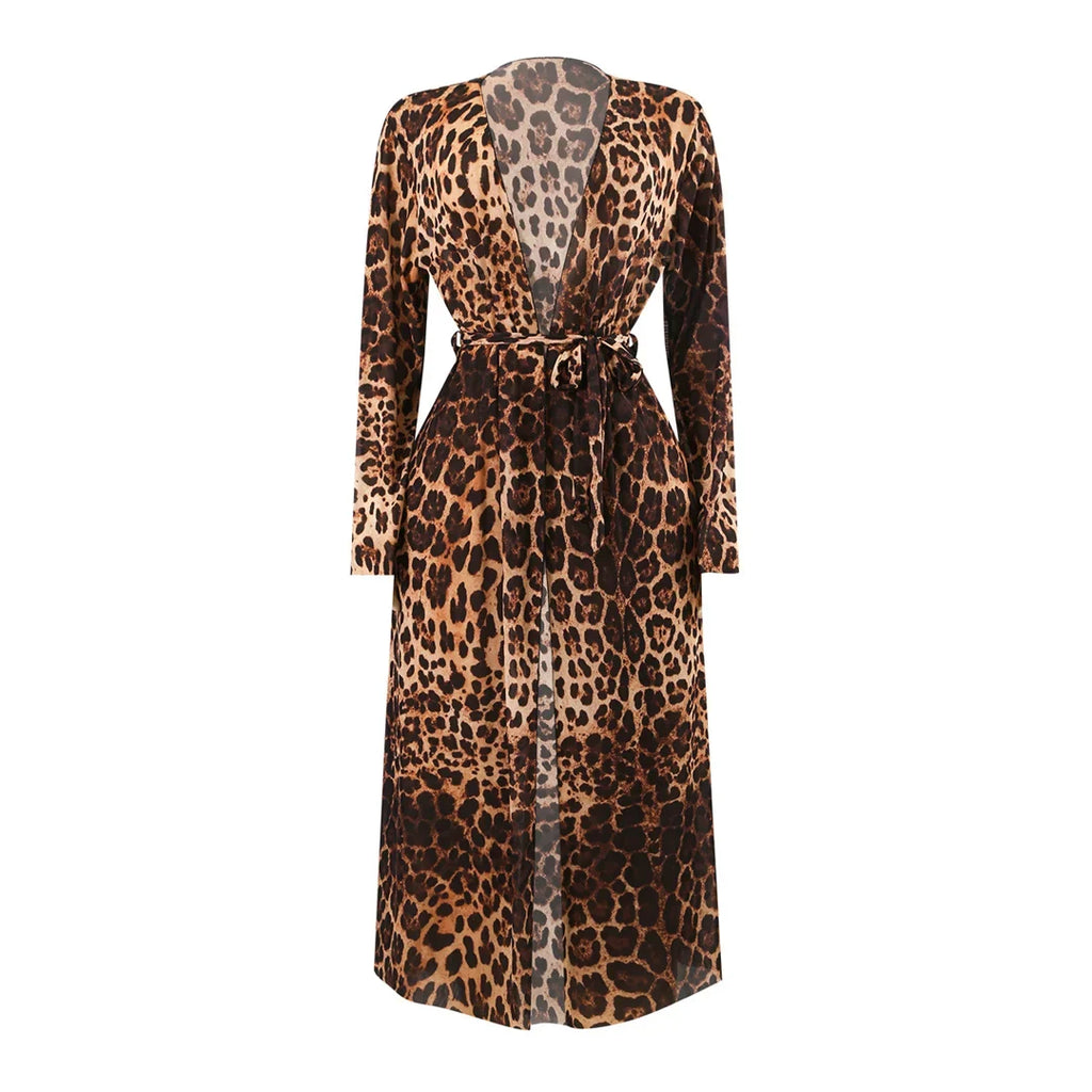 S - XXL With Cover Up Long Sleeve Leopard Printed Women Swimwear One Piece Swimsuit Female Padded Bather Bathing Suit Swim V7353