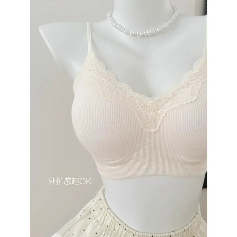 Wirefree Bra for Small Boobs Push Up Padded Strappy Summer Bralette Seamless Comfort Daily Wear Lightweight Thin Straps Lingerie
