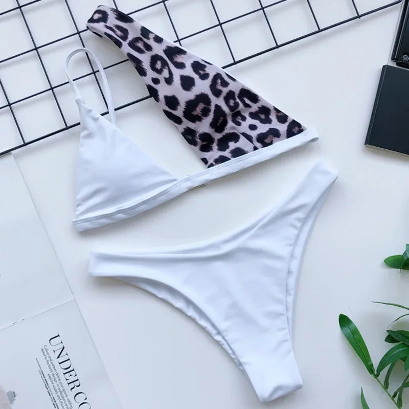 2026 Asymmetric One Shoulder Bikini Women Swimsuit Female Swimwear Two Pieces Bikini Set Hollow Out Bathing Suit Swim Beach Wear