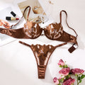 French-Style Floral Embroidered Lace Lingerie Set, Sexy and Soft Steel-Bra-Cupped Supportive Bra, Valentine's Day Party ZA825031