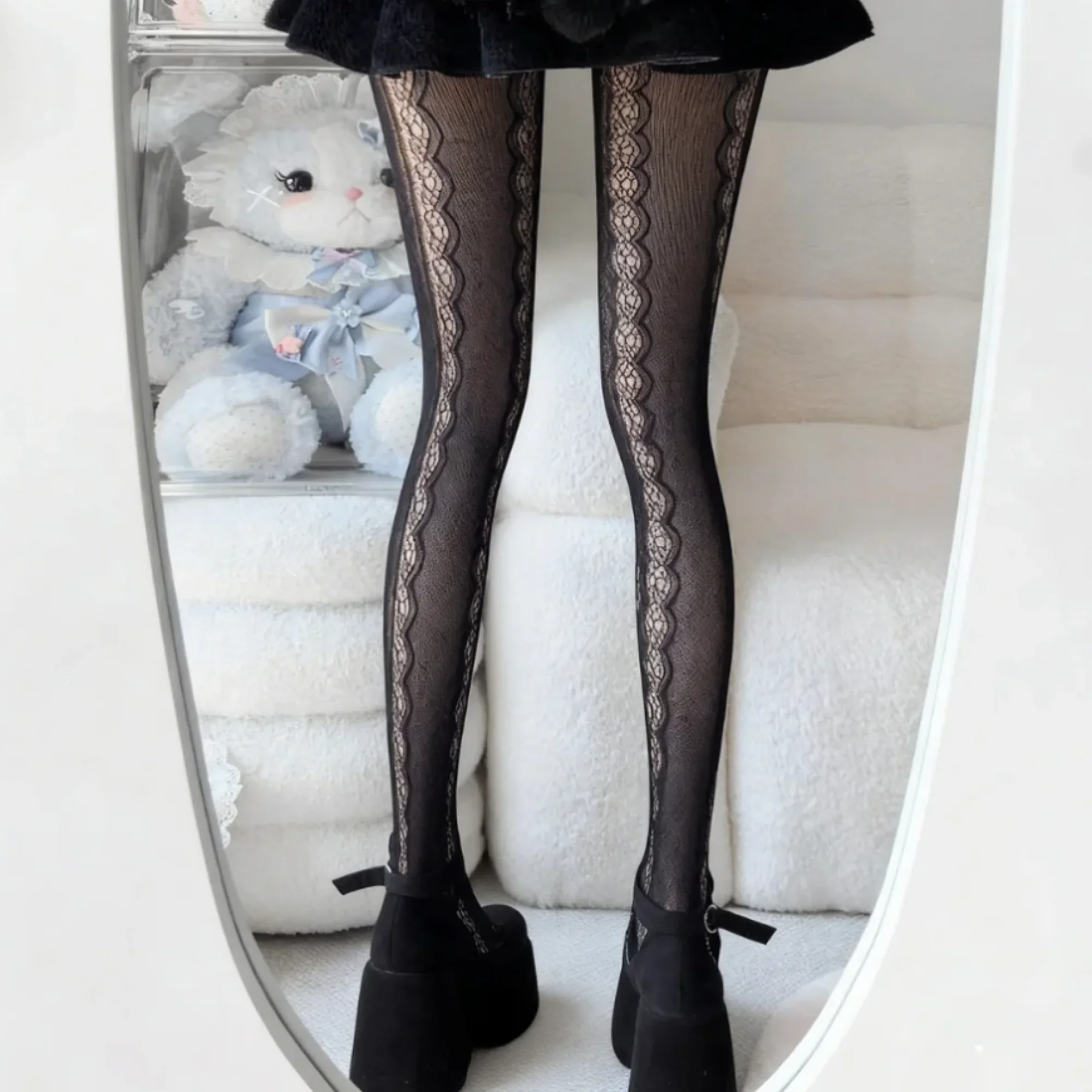 Women Y2K Lace Tights Stocking Elastic Fishnet Tights Pantyhose for Dress Date Club Cosplay Leggings Party Streetwear