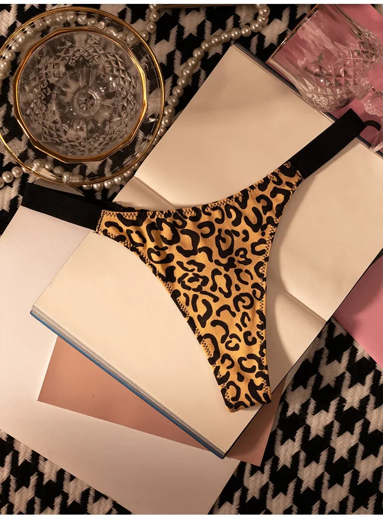 Cotton Sexy Women Panties Leopard Zebra Printed Seamless Girls Briefs Thong Girls G String Fitness Low Waist T-back Size S-XL