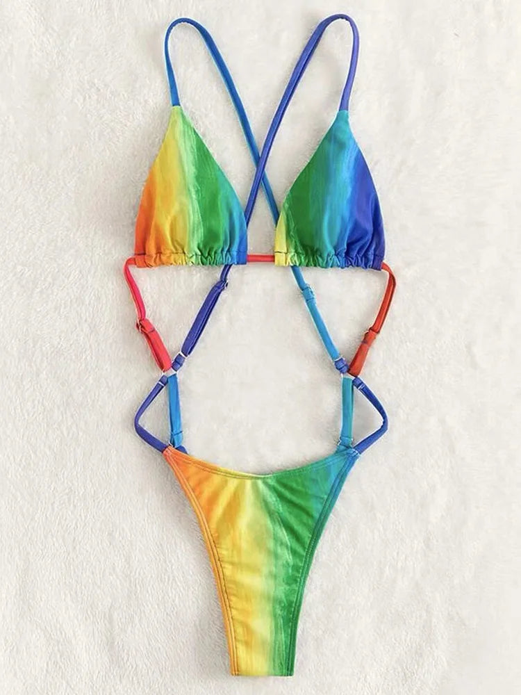 Extreme Mini One Piece Swimsuit Women G String Shiny Swimwear Female Micro Thong Monokini Bather Backless Bathing Suit Swim wear