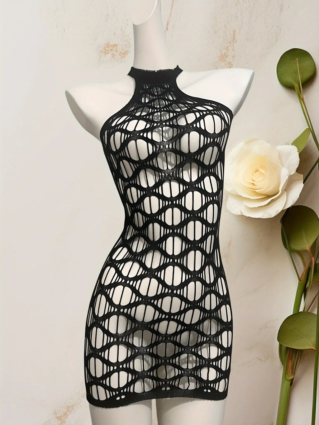Sexy Cover Up Hollow Out Fishnet Dress without Inside Bikini Sets Summer Holiday Elastic Mini Bodycon Black Dress Free Size