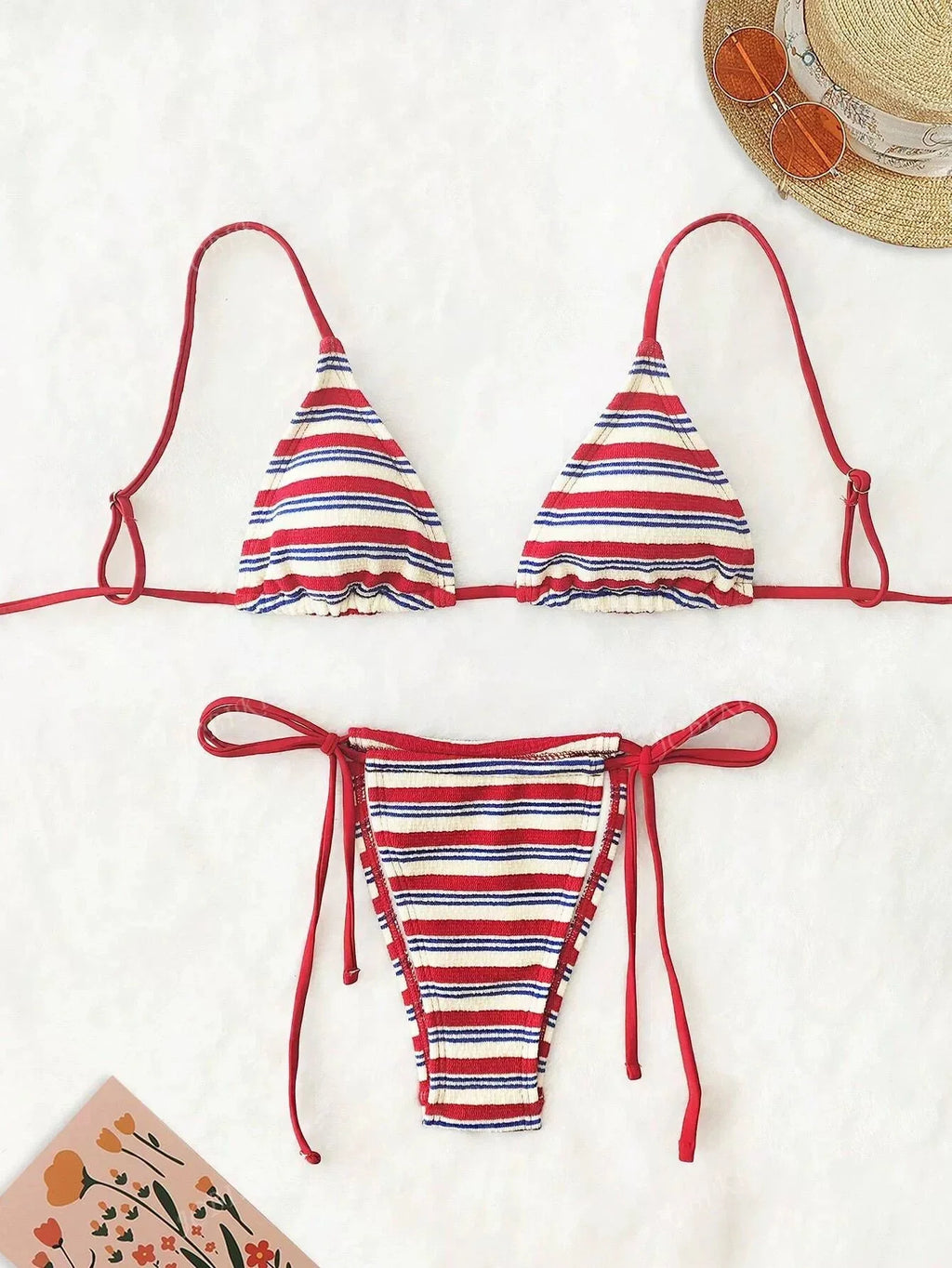 DEKA New Summer Brazilian Swimwear Women's Red Sexy Push-Up Two-Piece Swimsuit Bathing Suit Micro Beachwear Stripe Bikini Set