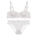 French Girl Lingerie Red Thin Hollowed Half Cup Bra Set  Sexy Tushy Xmas Gift Her Desire Temptation Lace Hip Out Holiday Season