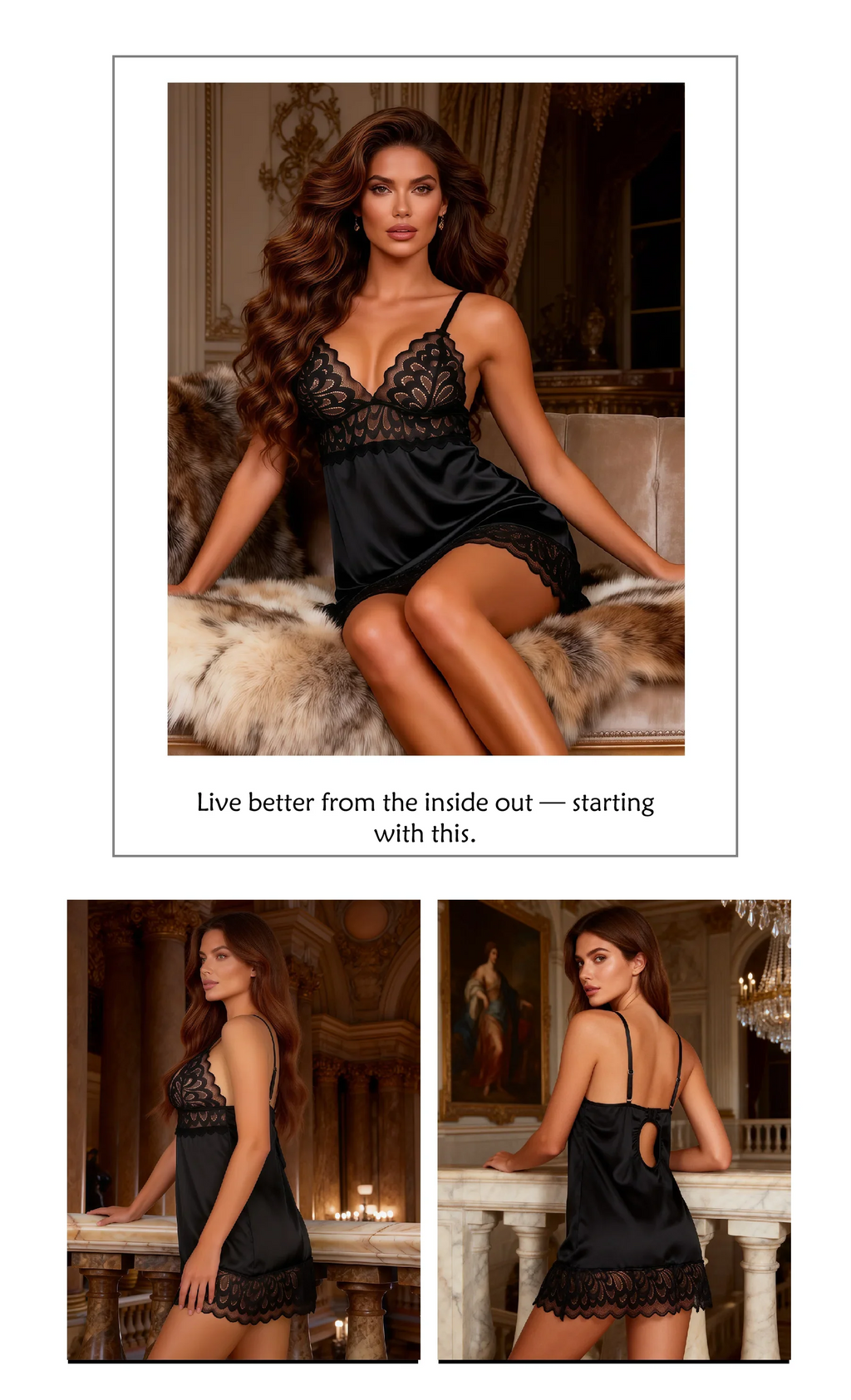 Green Lace Floral Babydoll Lingerie for Women Sexy Push Up Chemise Sleepwear with Back Hook and Eye Closure