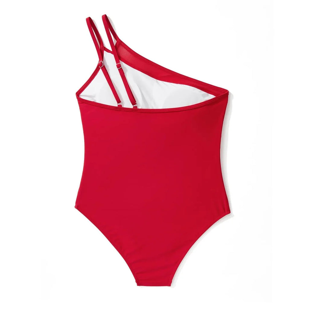 S - XXL Sexy One Shoulder High Cut Leg One Piece Swimsuit Women Swimwear Female Striped Monokini Bather Bathing Suit Swim K7096
